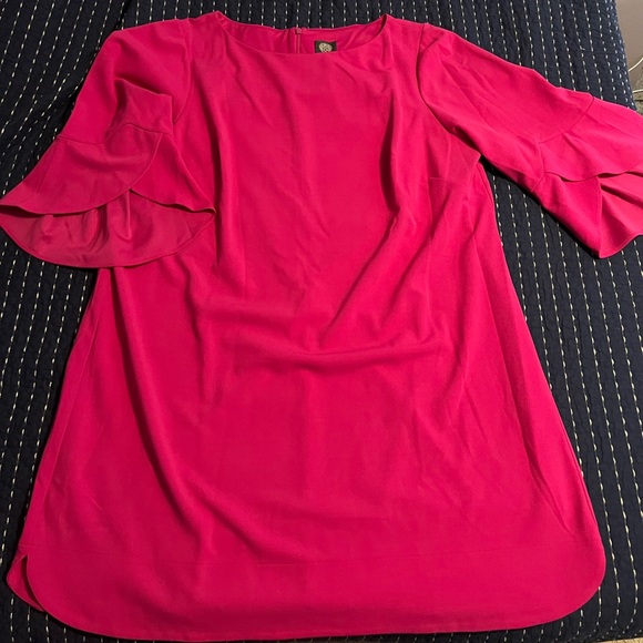 Hot Pink Flutter Sleeve Dress - Picture 4 of 4